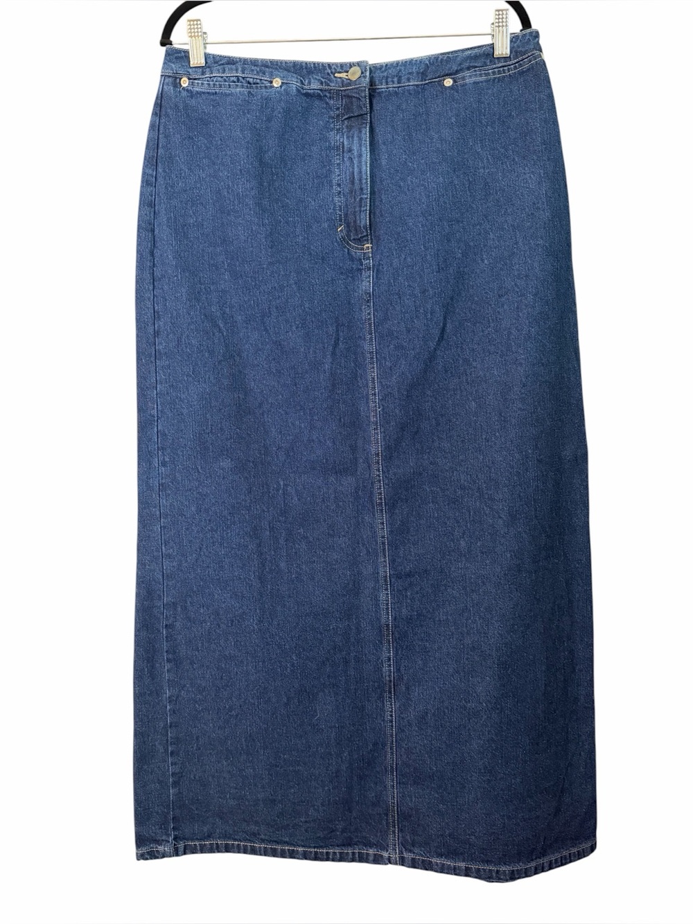 100% Cotton Eddie Bauer Blue Denim Maxi Skirt (size 14) 35” waist